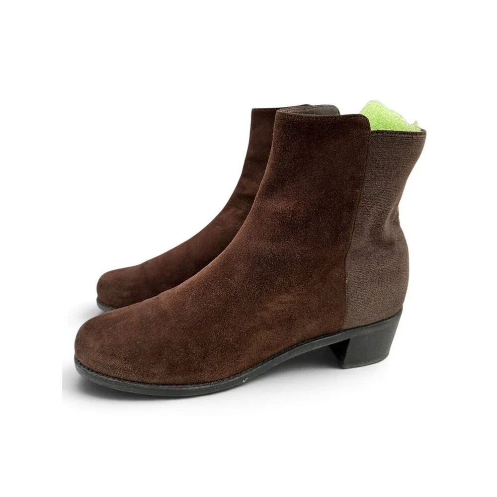 Stuart Weitzman Brown Suede 5050 Stretch Ankle Boots Booties Womens Size 8.5 M